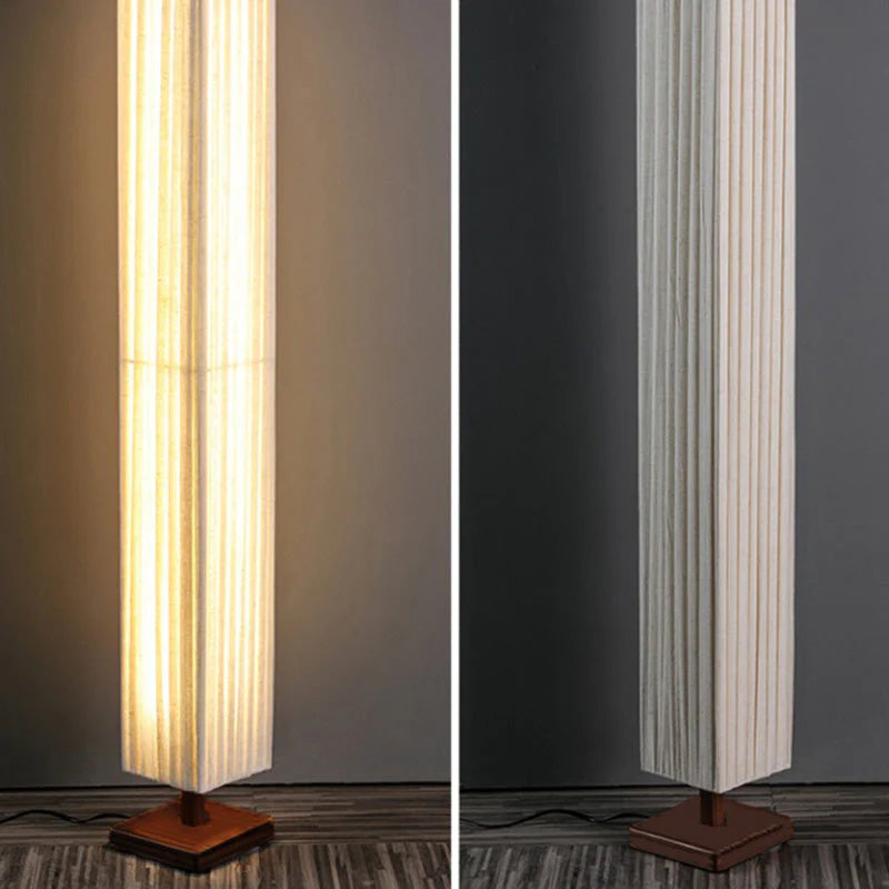 Japandi Walnut Floor Lamp with Warm LED Light – Modern Standing Lamp for Living Room and Elegant Interiors