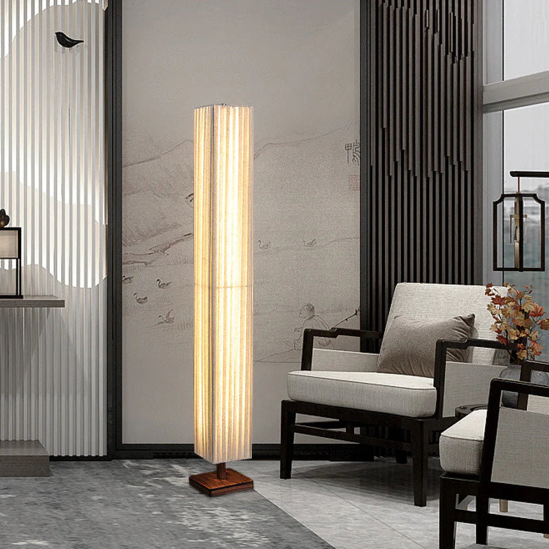 Japandi Walnut Floor Lamp with Warm LED Light – Modern Standing Lamp for Living Room and Elegant Interiors