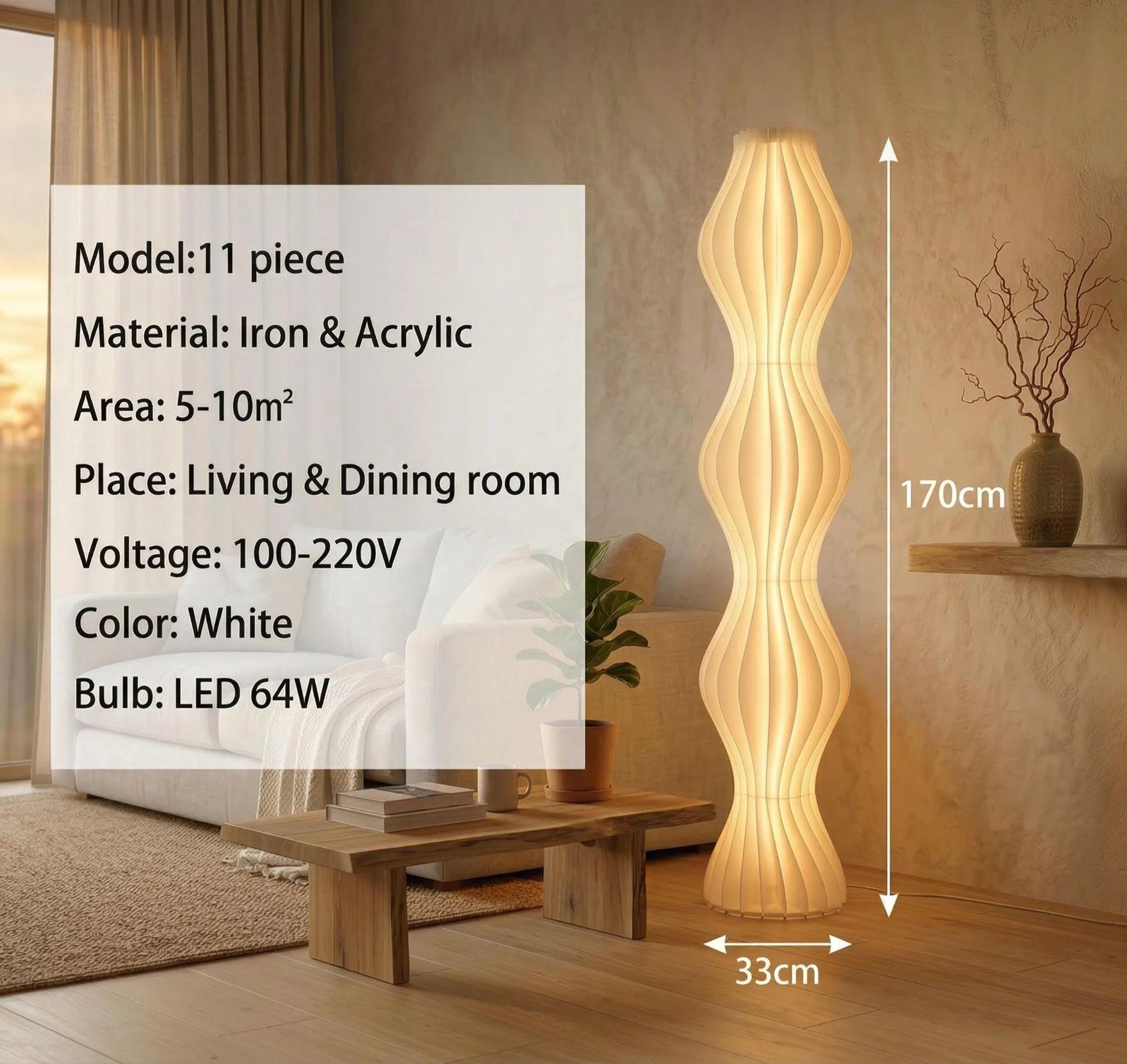 Japandi Aesthetic Nordic Floor Lamp - Pleated Cream Floor Lamp - RGB Grass Skirt Standing Light with Remote - Light for Living Room Decor