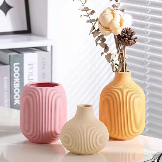 Ceramic Vase for Decor, Small Boho Vases Set for Home Decor, Modern Minimalist Farmhouse, Multi-Colored
