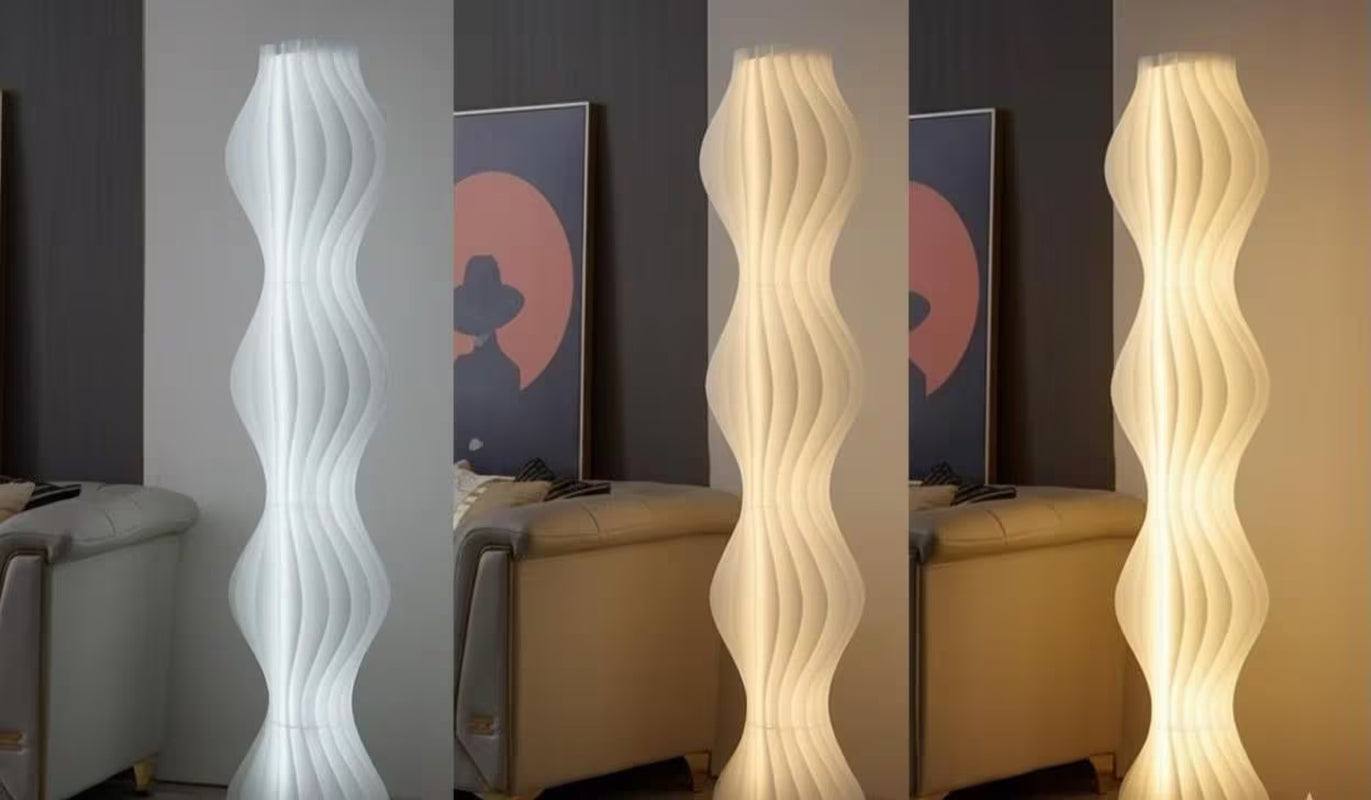Japandi Aesthetic Nordic Floor Lamp - Pleated Cream Floor Lamp - RGB Grass Skirt Standing Light with Remote - Light for Living Room Decor